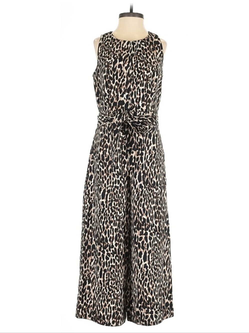 Banana Republic Jumpsuit Jumper Leopard Print Belted Sz 2P